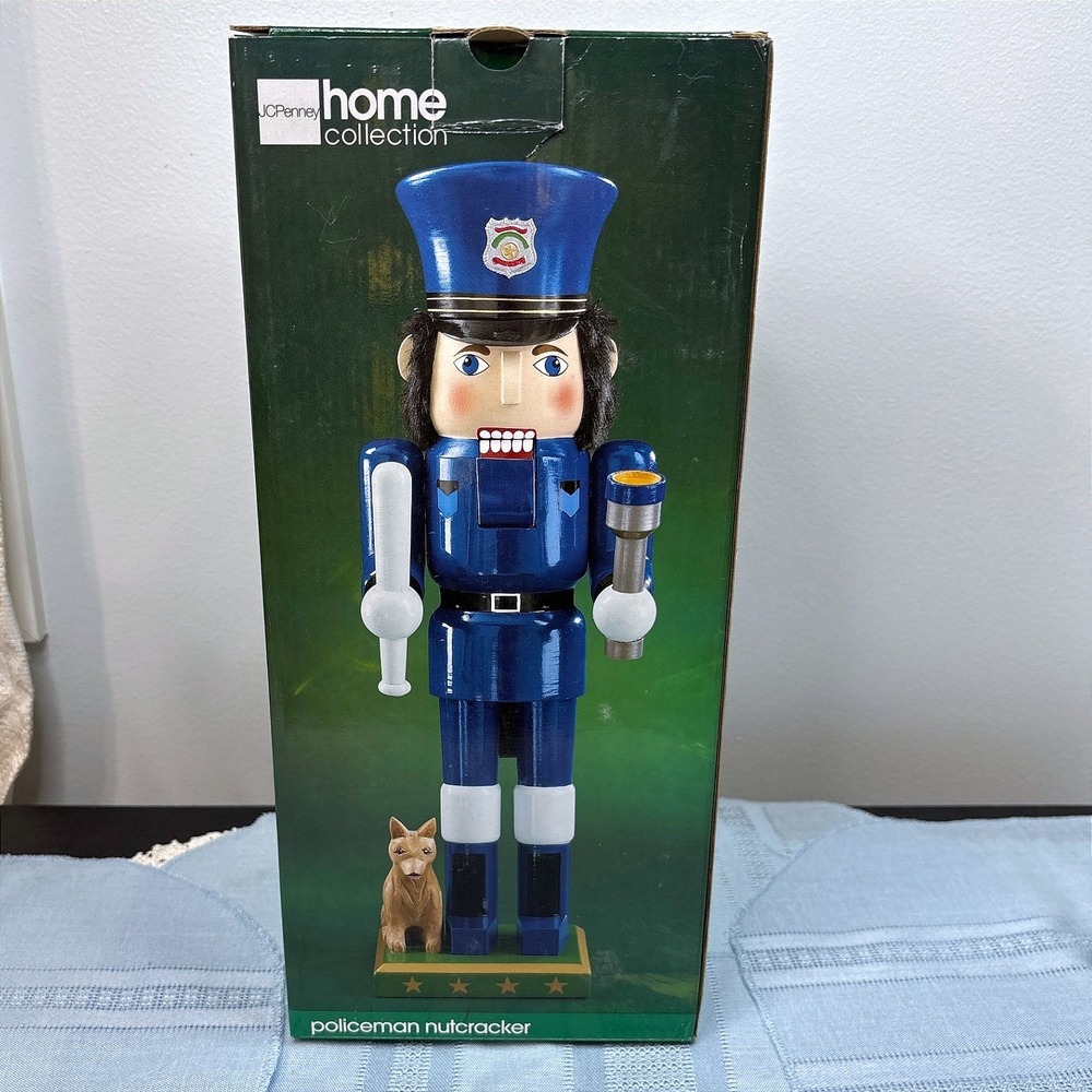 JCPenney Home Collection Policeman Nutcracker with K9 Dog 2004
